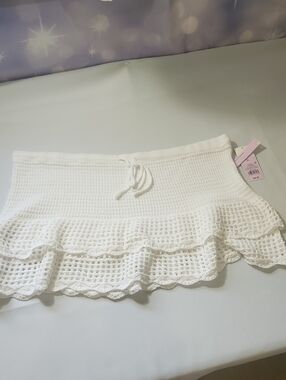 wild fable White Crochet Ruffle Mini Skirt